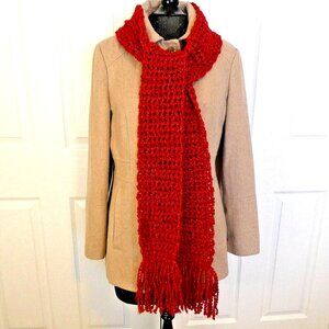MAGA Red Scarf 86x5 Extra Long Winter Handmade Crochet Hand Knit Power Gorgeous
